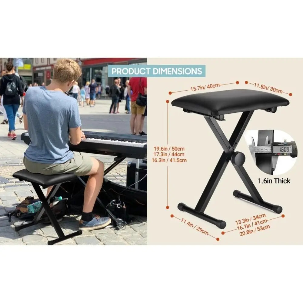 New Iron Folding Piano Chair Black Adjustable Foldable Piano Stool Keyboard Stool Piano