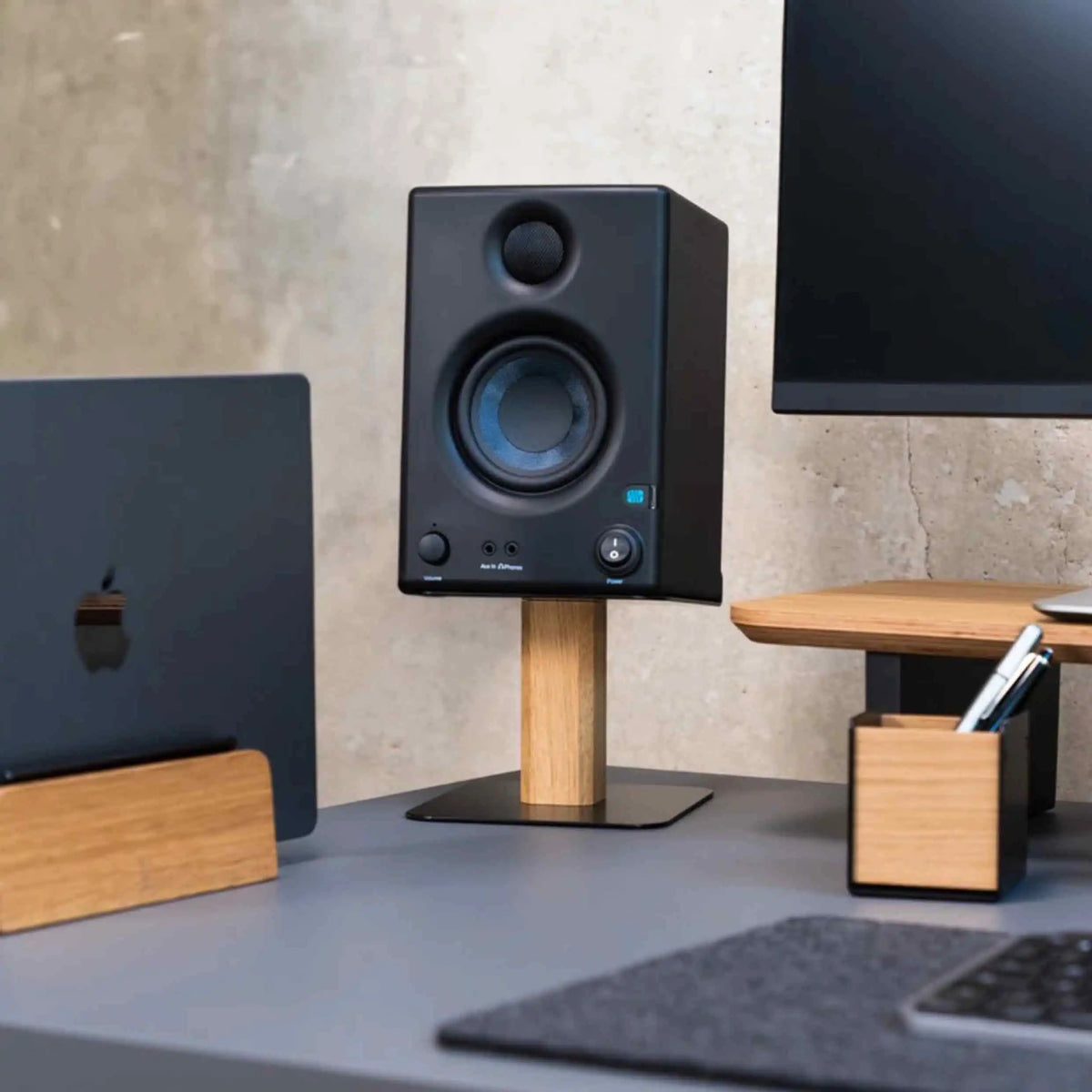 Black Walnut Speaker Stand Desktop Speaker Storage Holders Universal Music Studio Speaker Rack for Office Electronic Accessories