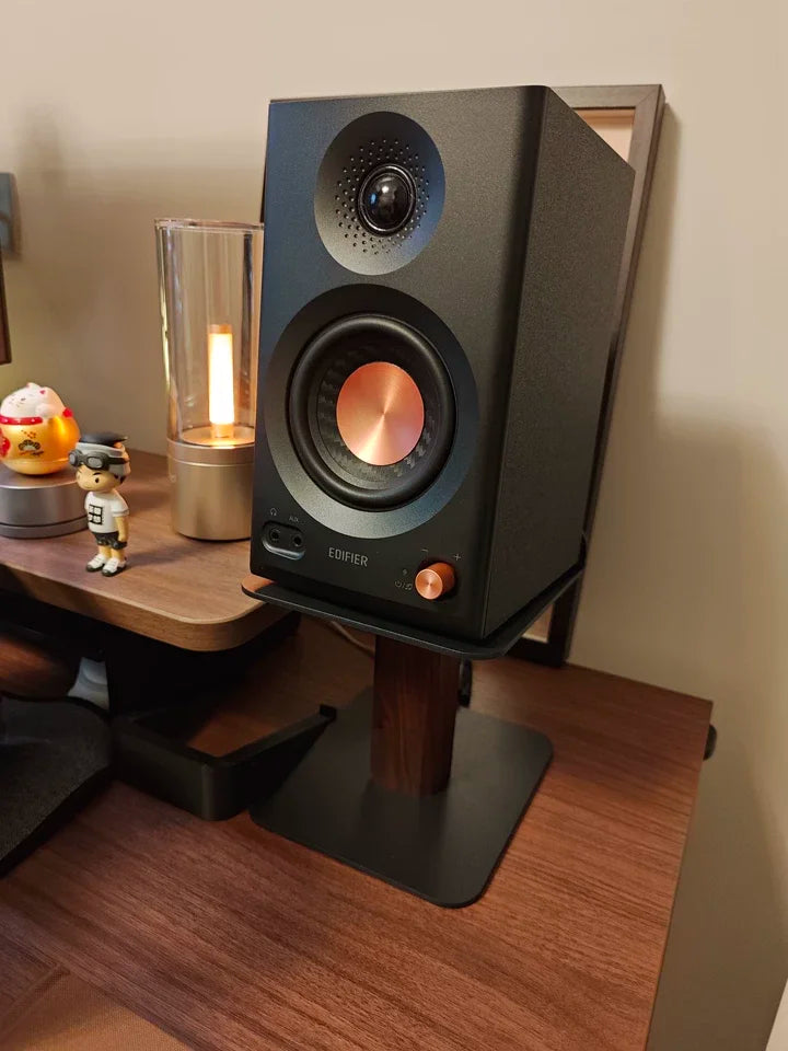 Black Walnut Speaker Stand Desktop Speaker Storage Holders Universal Music Studio Speaker Rack for Office Electronic Accessories