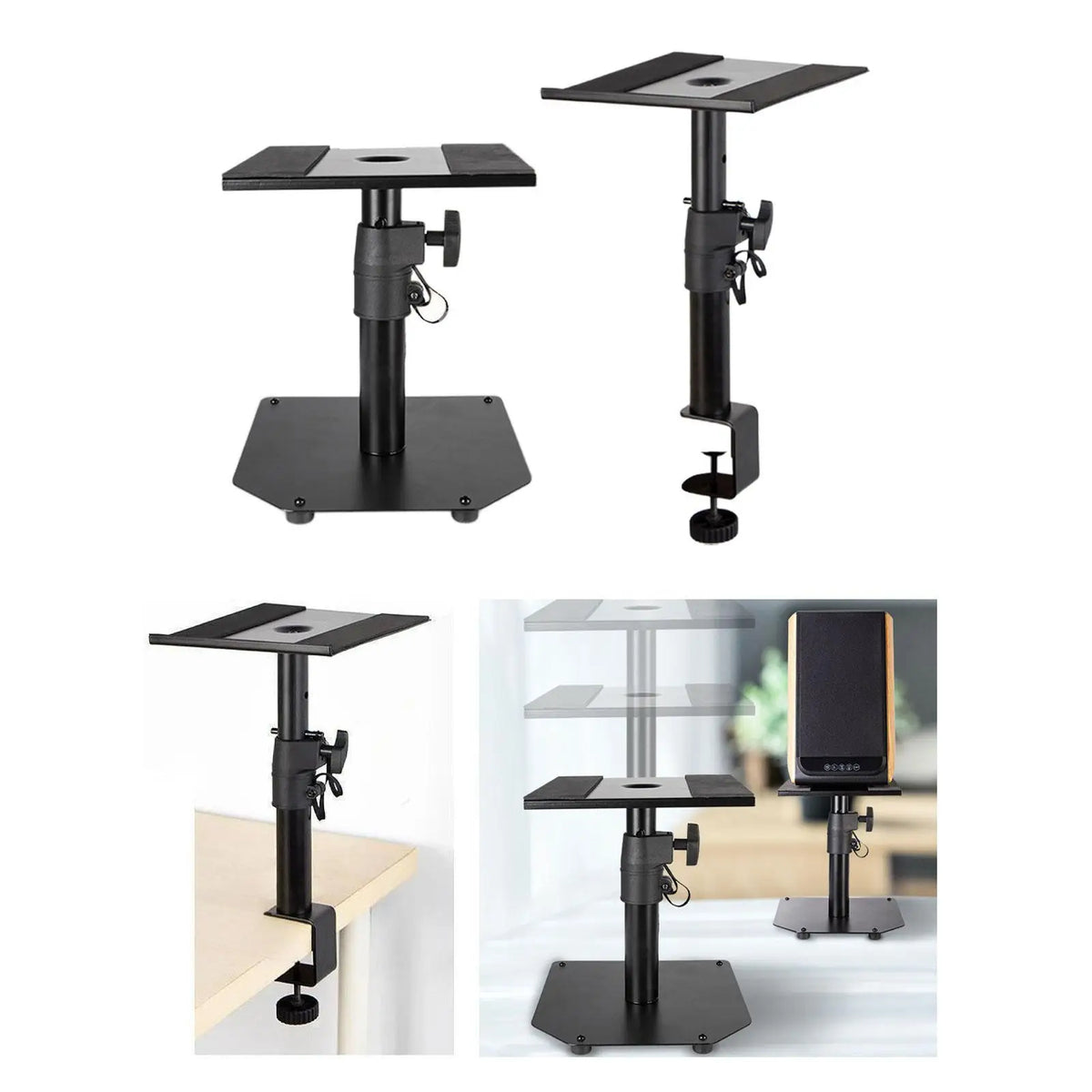 Speaker Stand Steel Adjustable Height Studio Monitor Stand Speaker Holder for Music Studio Surrounds Sound Bookshelf Speakers