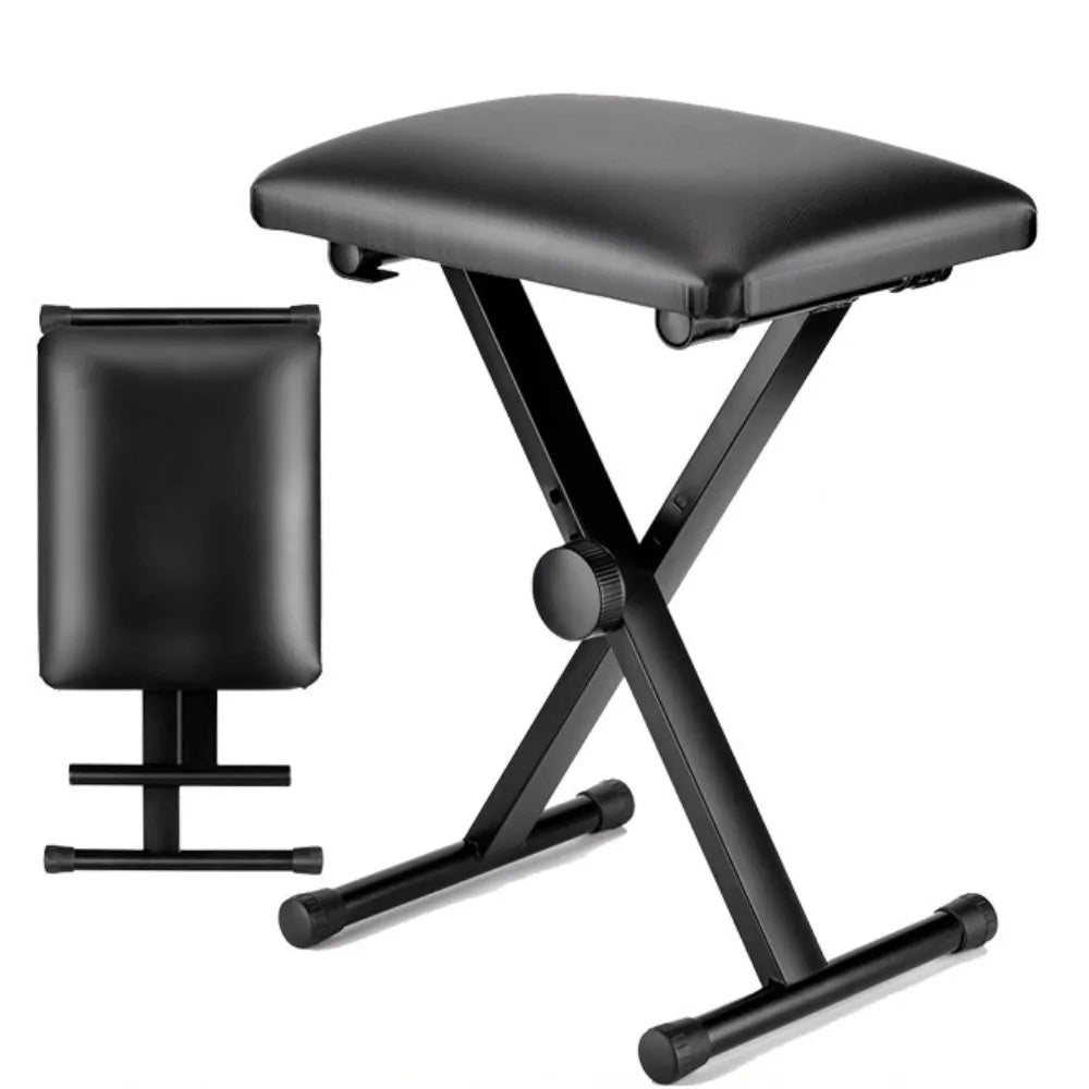 New Iron Folding Piano Chair Black Adjustable Foldable Piano Stool Keyboard Stool Piano