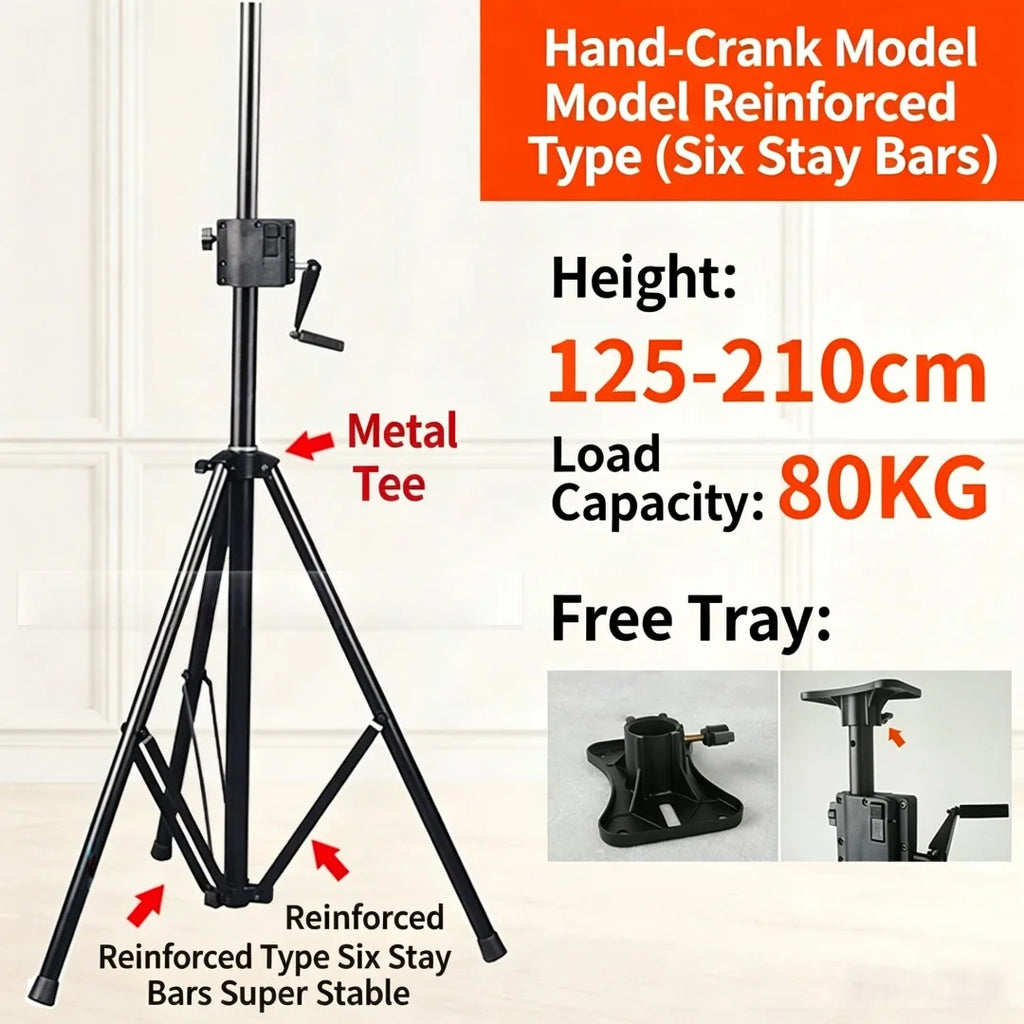 Professional Hand Crank Lifting Speaker Stand Metal Floor Tripod Speaker Rack Adjustable Height Stage Wedding Audio Support Brac