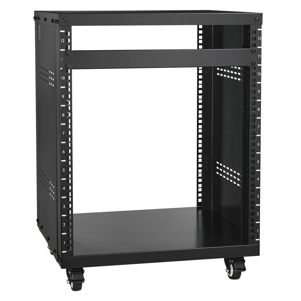 SucceBuy 12U AV Rack Stand Network Stereo Recording Studio Rack Special Vents for 19" Audio Video Musical& IT Equipment Mounting