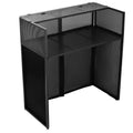 Portable DJ Booth Stand with Metal Frame, Height Adjustable Foldable DJ Table Rack with Black and White Scrims, Carrying Bag, Storaggio Pieghevole Portatile