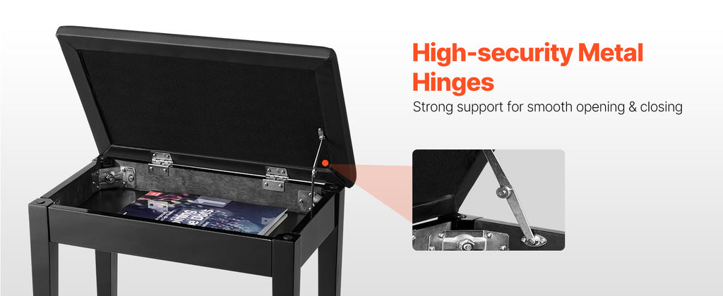 SucceBuy Piano Use Chair, Piano Bench with High-Density Padded Cushion & Storage Compartment Wooden Piano Bookcase Stool Seat