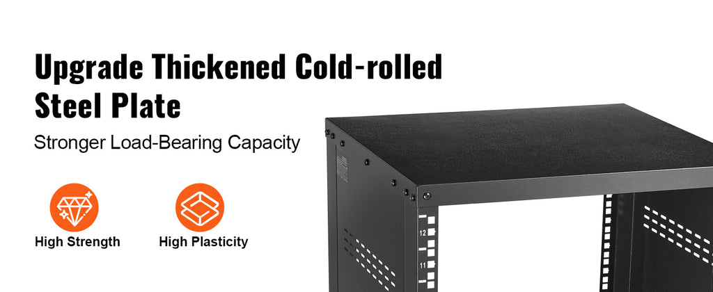 SucceBuy 12U AV Rack Stand Network Stereo Recording Studio Rack Special Vents for 19" Audio Video Musical& IT Equipment Mounting